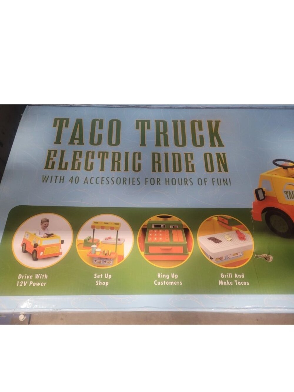 Brand-New In Box Taco Truck Electric Ride-On 12V For Kids